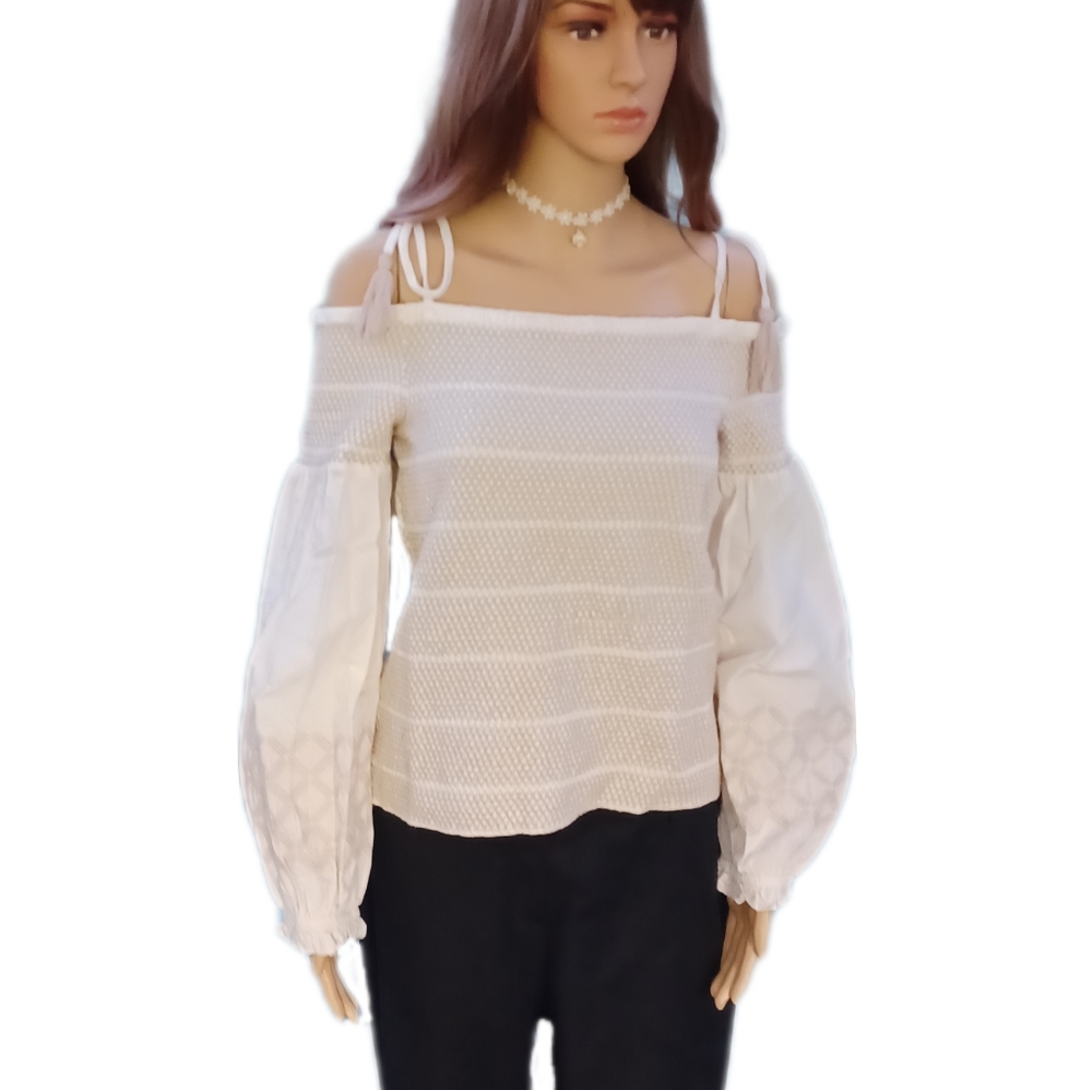 NEW! INC L puff sleeve smock top